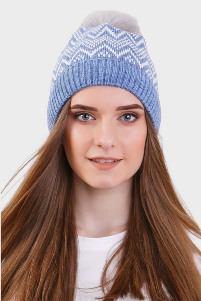 Жіноча шапка з балабоном DASTI Hoverla Edition 54-56 Синя DS15002 фото