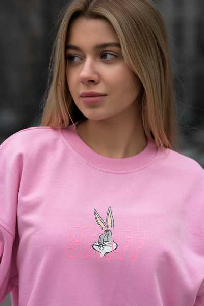 Жіночий світшот оверсайз Staff bunny XS Рожевий STF18017 фото