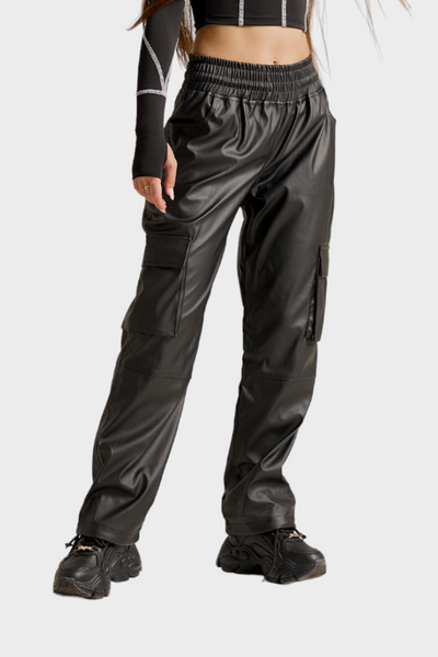 Брюки-карго жіночі Огонь Пушка Street Leather XS Чорні OP9020 фото